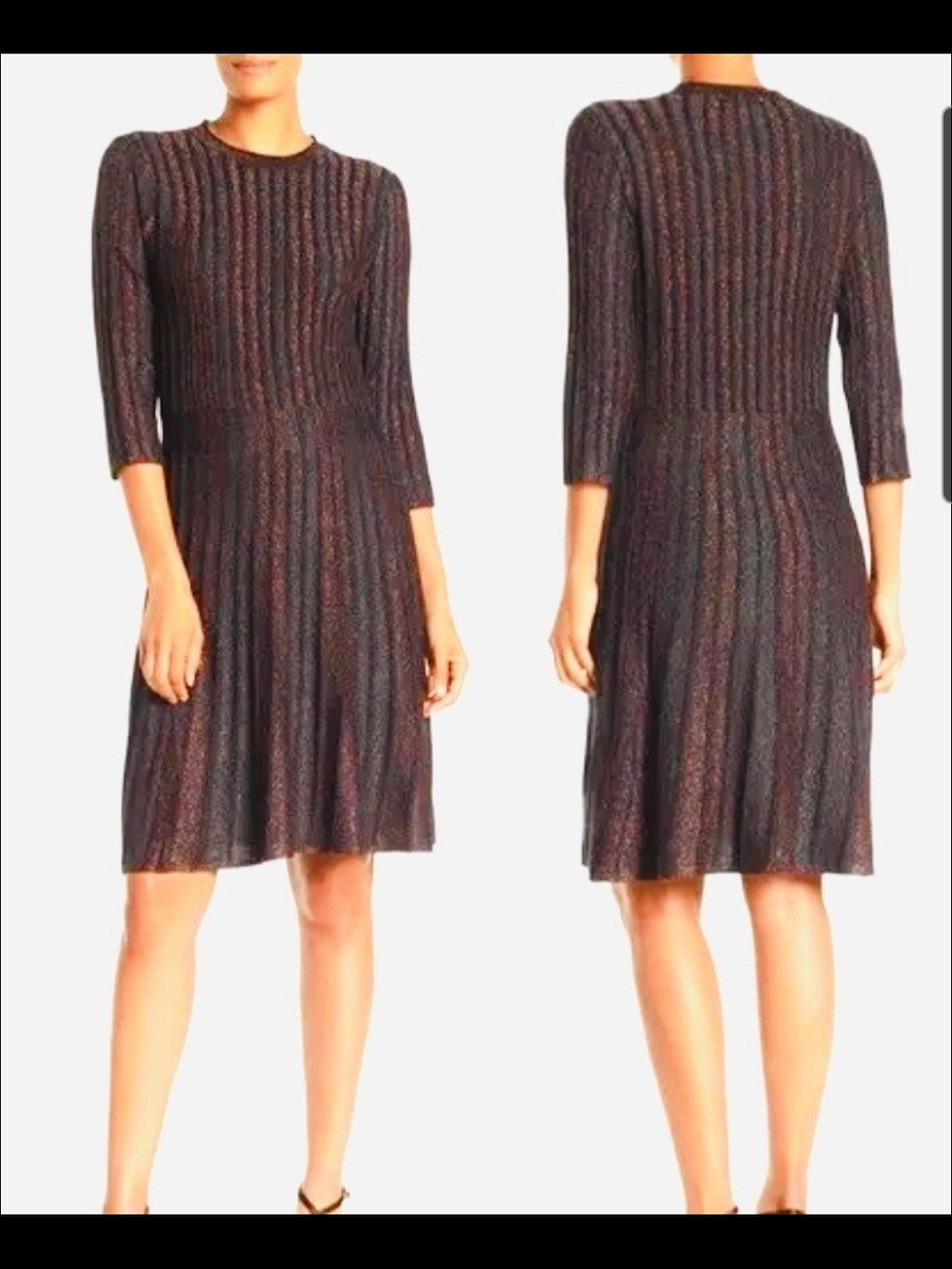 Nanette Lepore Metallic Knit Fit-and-Flare Dress - Black with Multicolor Lurex